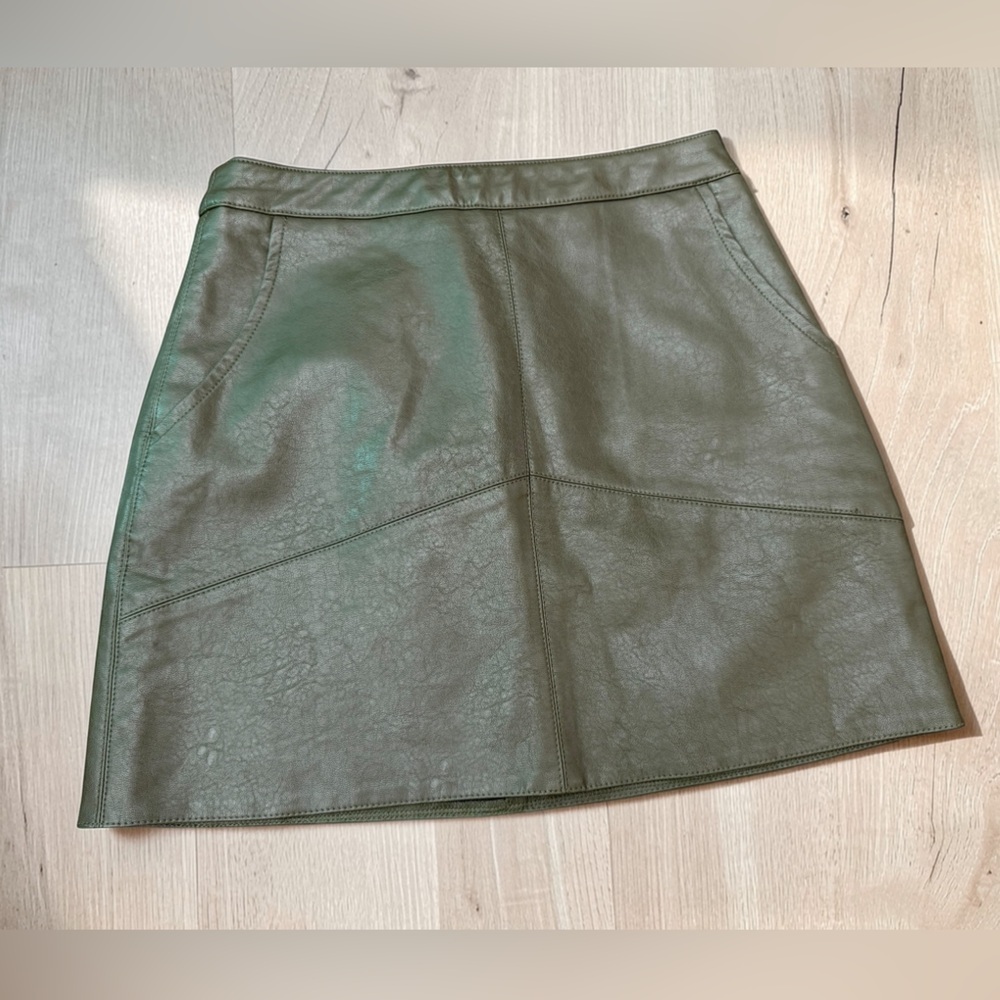 Lulu's Dark Olive Faux Leather Mini Skirt
